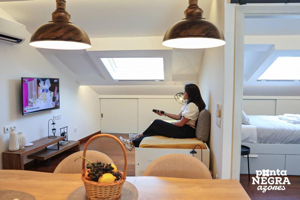 TV a/nebo společenská místnost v ubytování Angra Soul 3 -By PontaNegraAzores