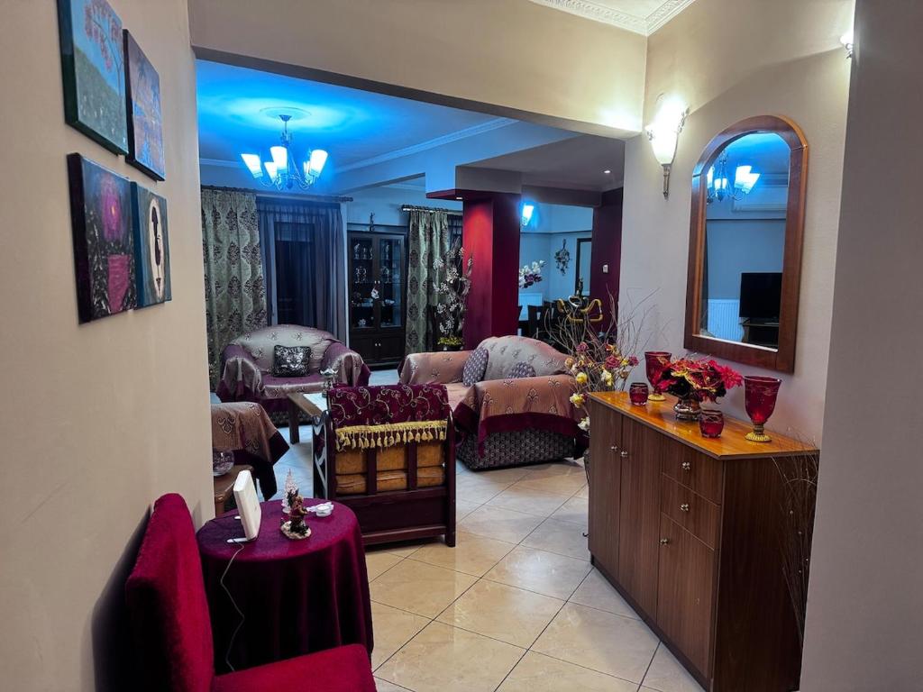 Et opholdsområde på Central Apartment in Drama 20 m from center