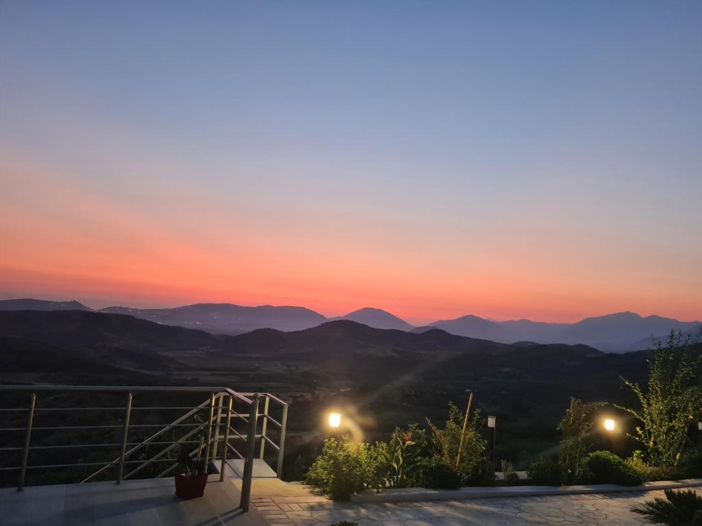 a sunset from a villa in the mountains at Villa Panorama in Sarandë
