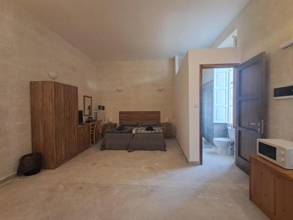 a large room with a bed and a bathroom at 63, Casa Falzon in Rabat