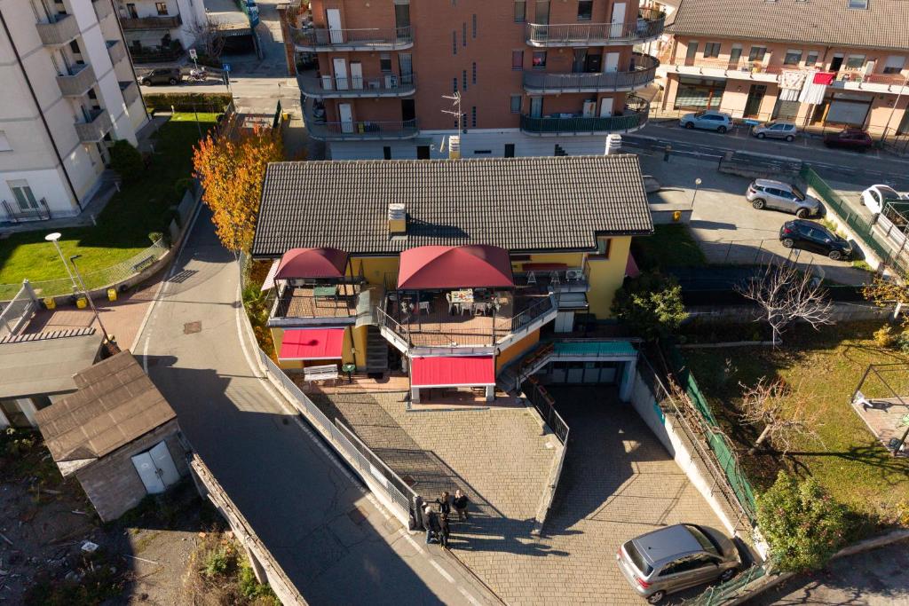 an overhead view of a house with red roofs at La Casa Del Grillo 1 in Aosta