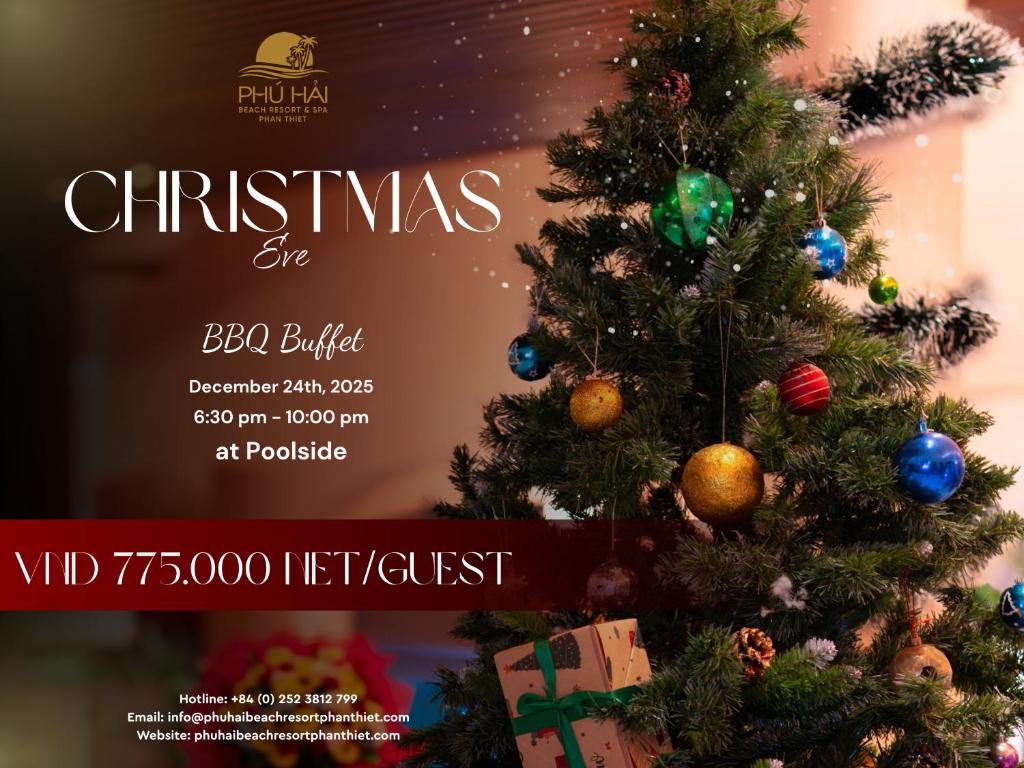 a christmas eve flyer with a christmas tree at Phu Hai Beach Resort & Spa Phan Thiet in Mui Ne