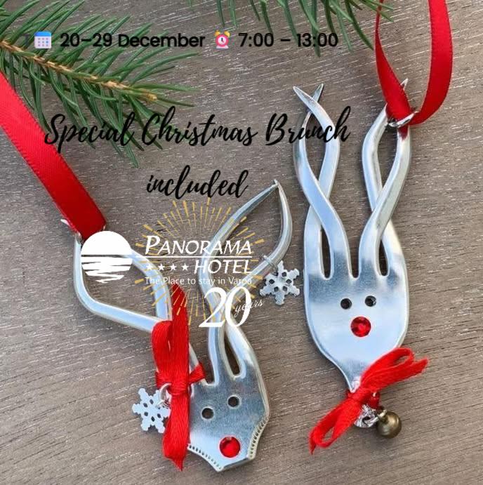 瓦尔纳Panorama Hotel - Free EV Charging Station的圣诞枝上的一组装饰品