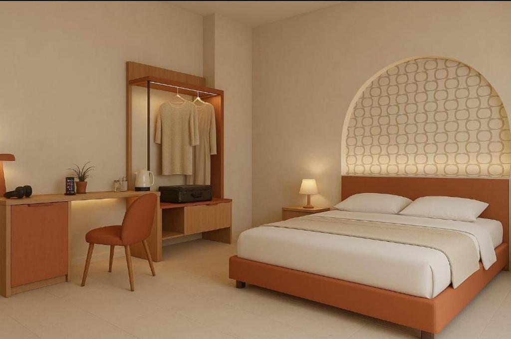 Voodi või voodid majutusasutuse Beach Hotel Terracotta toas