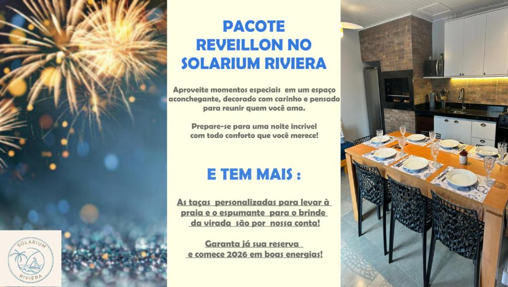 Solarium Riviera - Casa2 - NOVA 600m praia Riviera في ماتينيوس: لافتة لمطعم بها طاولة عليها ألعاب نارية