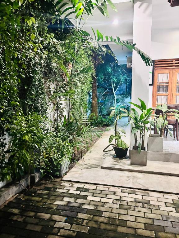 a garden with plants and a stone walkway at Villa 69 in Meda-Ela