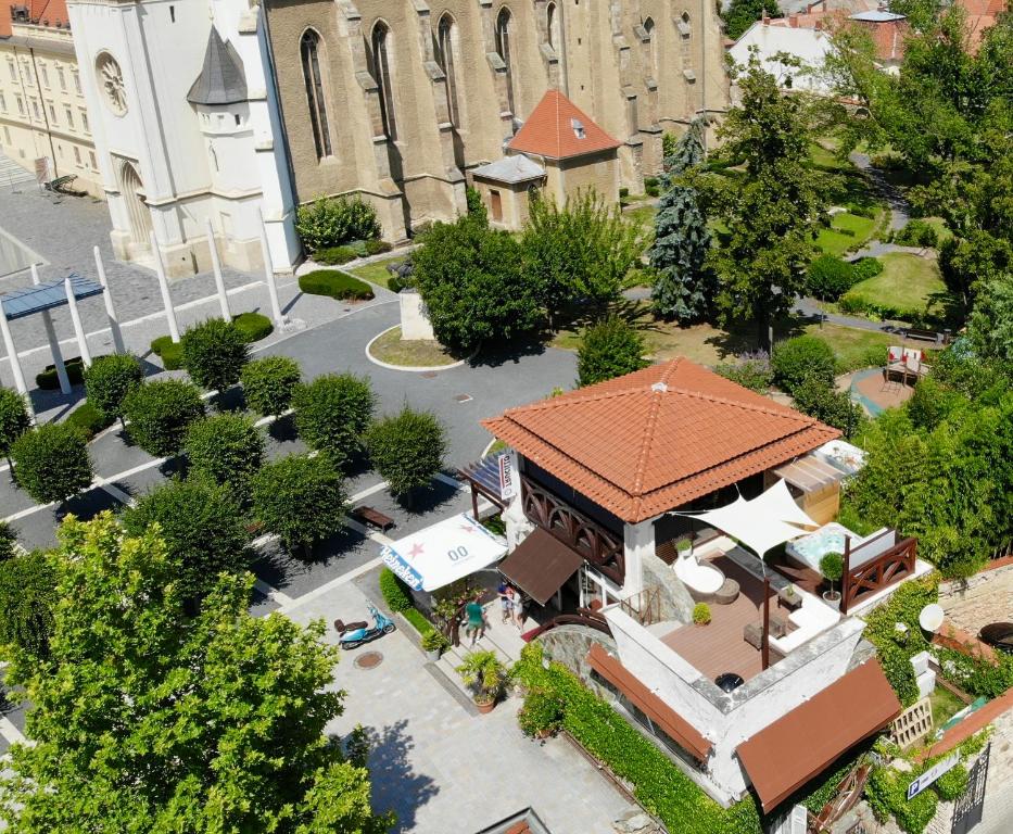an overhead view of a building with a gazebo at Sky Luxury Suite in Keszthely