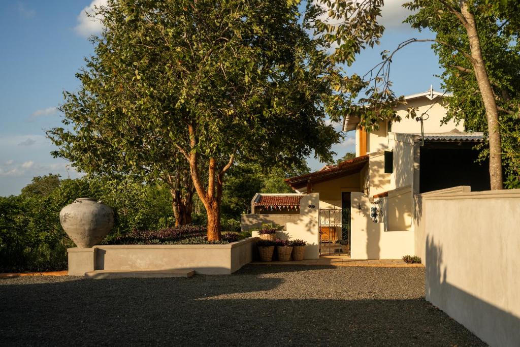 una casa con un árbol en la entrada en Peacock Hill Sigiriya, en Dambulla