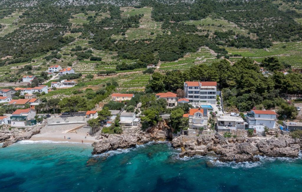 an aerial view of a beach with houses at 1 Bedroom Stunning Apartment In Dingac in Gornji Dingač