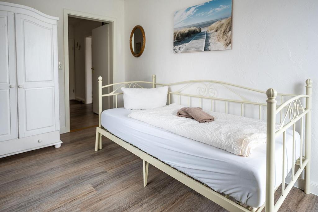 Postel nebo postele na pokoji v ubytování Claras Gartenblick