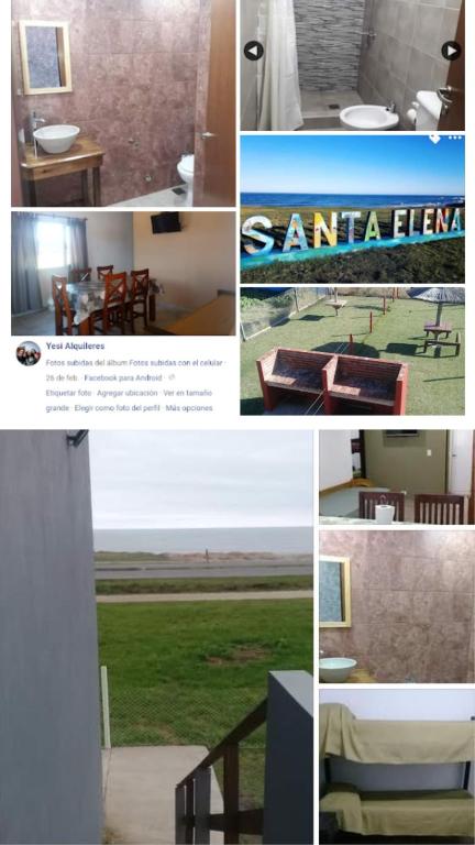 a collage of photos of a house with tables and chairs at Departamento santa elena in Frente Mar