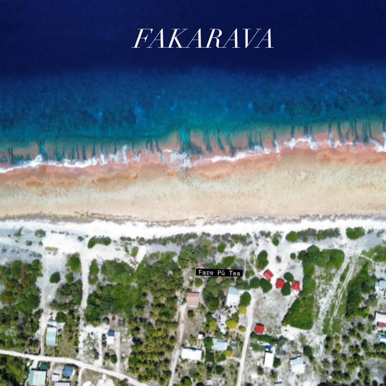 an aerial view of the beach and the ocean at Fare Pū Tea in Rotoava