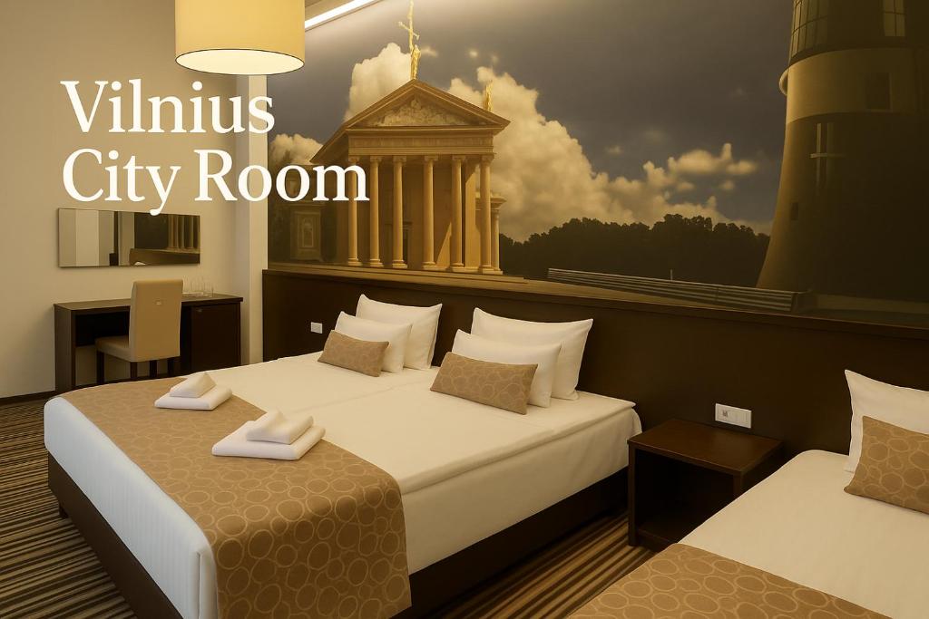 Ένα ή περισσότερα κρεβάτια σε δωμάτιο στο Vilnius City Room