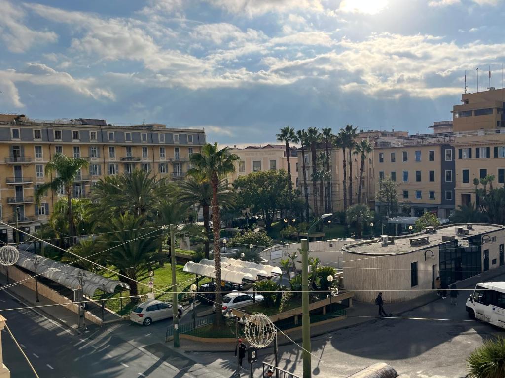 a view of a parking lot in a city at Capitan Ale in Sanremo