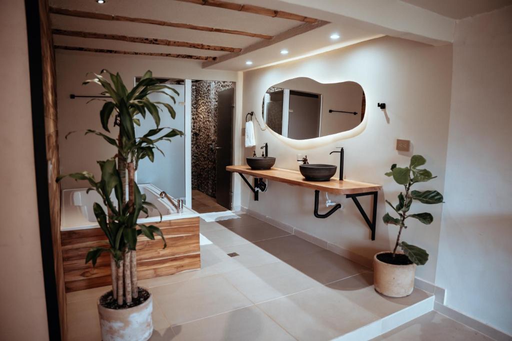 Et badeværelse på Ecohotel Tierra de Agua