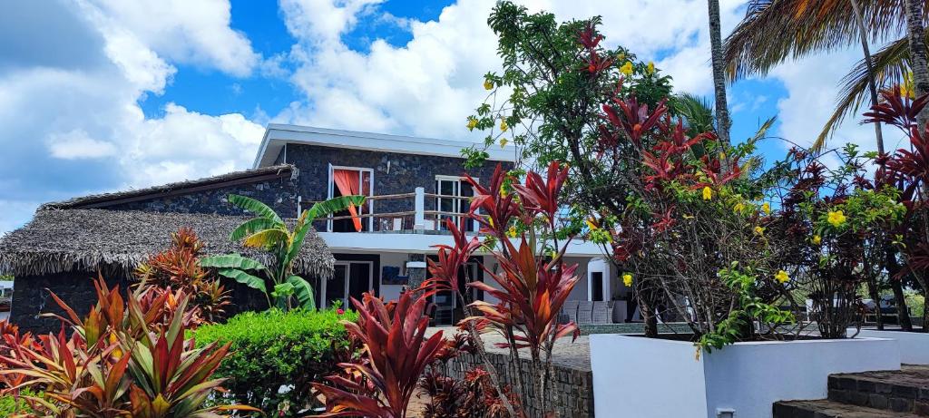 ein Haus mit einem Haufen Pflanzen davor in der Unterkunft OROKA EDEN in Ambondrona