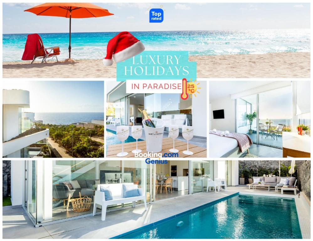 a collage of photos of a holiday in paradise at Villa Eva in Callao Salvaje