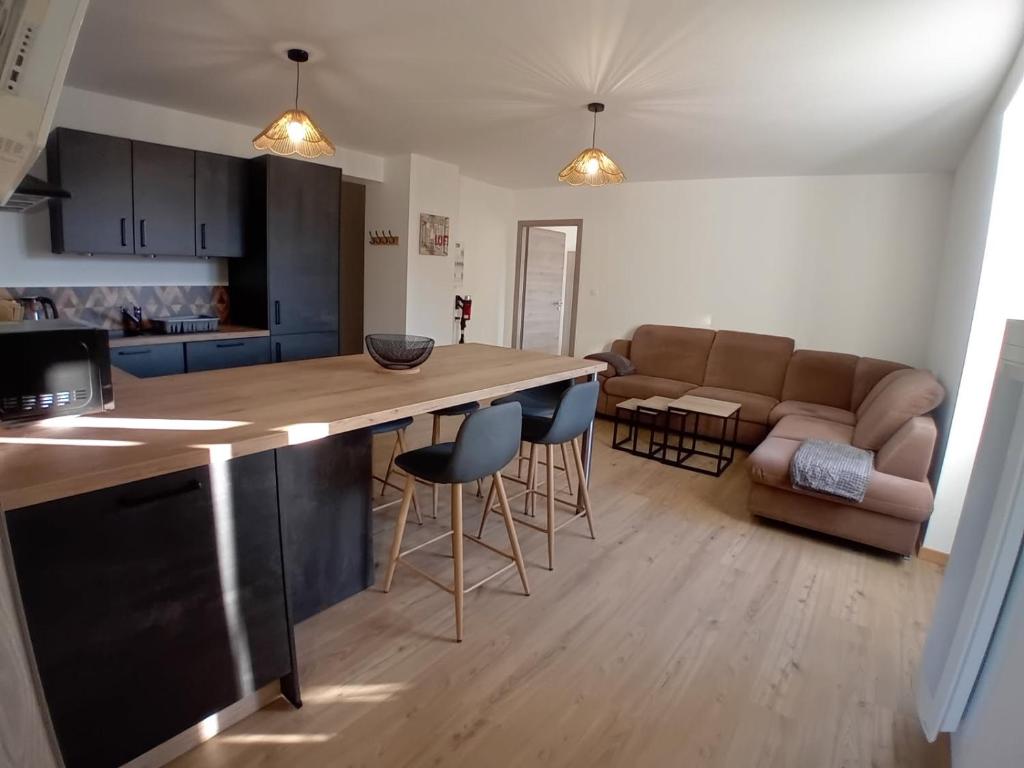 Kuchyň nebo kuchyňský kout v ubytování Au bien-hêtre