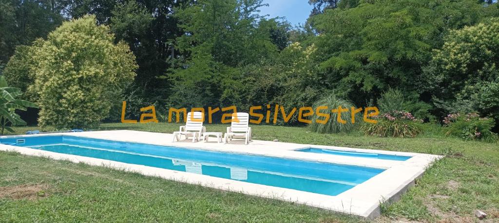 una piscina con due sedie a sdraio e due sedie di la morita silvestre a General Rodríguez