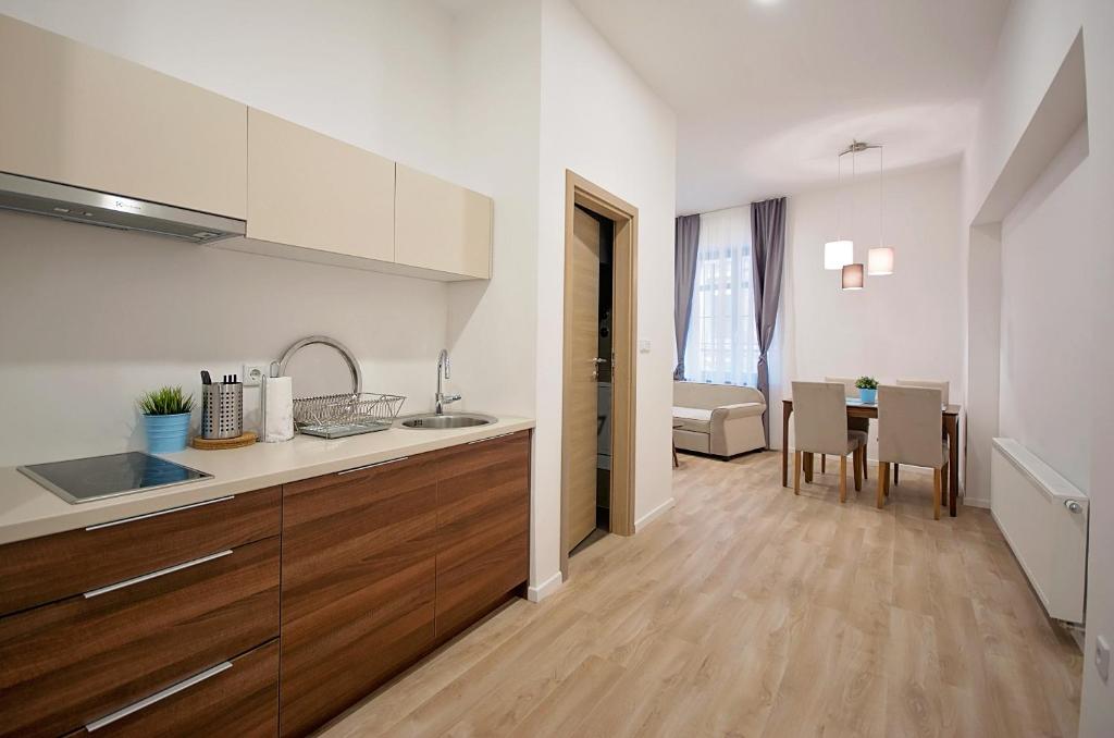 Kuchyň nebo kuchyňský kout v ubytování Enjoy Apartments