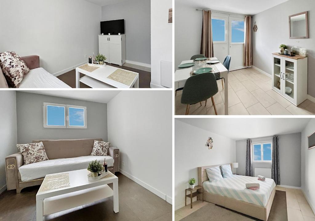 Giường trong phòng chung tại Appart rénové, proche des commerces & transports