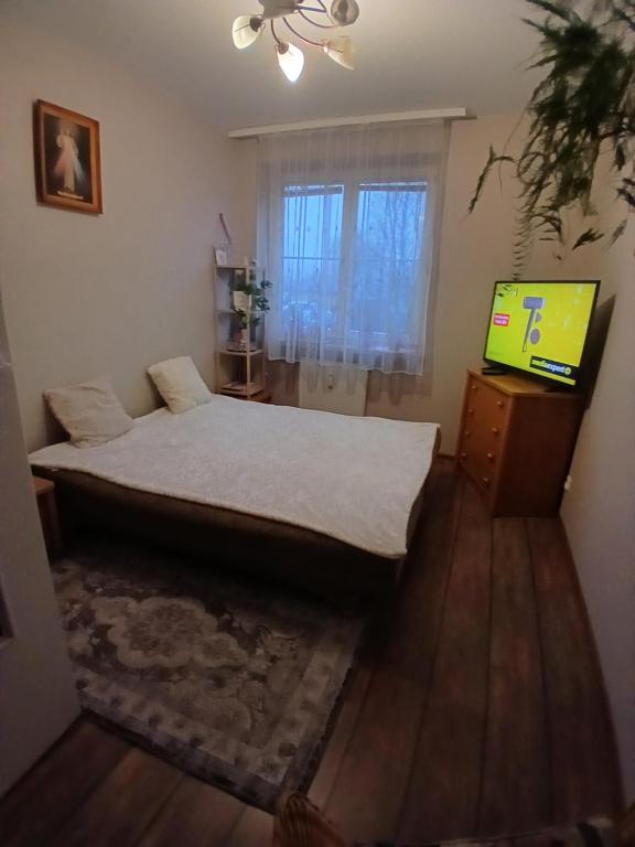 En eller flere senge i et værelse på Mieszkanie Rumiankowa