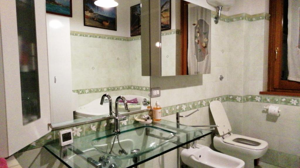 ein Badezimmer mit Waschbecken und Toilette in der Unterkunft Oasi Gioia verde in Vescia