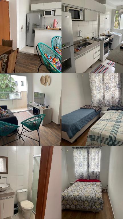 a collage of photos of a kitchen and a living room at Decoradinho RJ in Rio de Janeiro