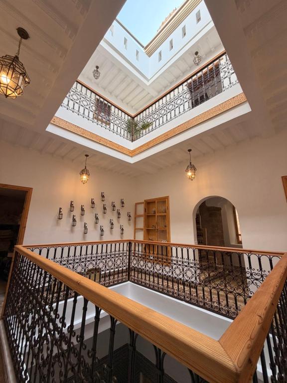 a view from the second floor of a building with a skylight at Riad le myrath in Essaouira