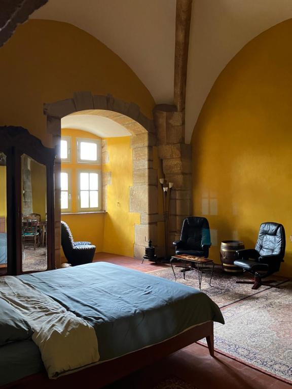 Postel nebo postele na pokoji v ubytování Chateau d'Albon - Saint Andre d'Apchon