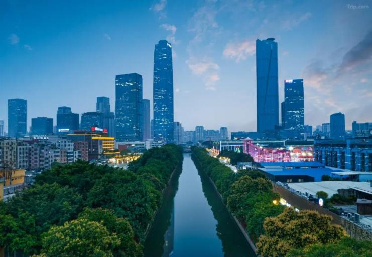 Udsigt til Guangzhou eller udsigt til byen taget fra hotellet