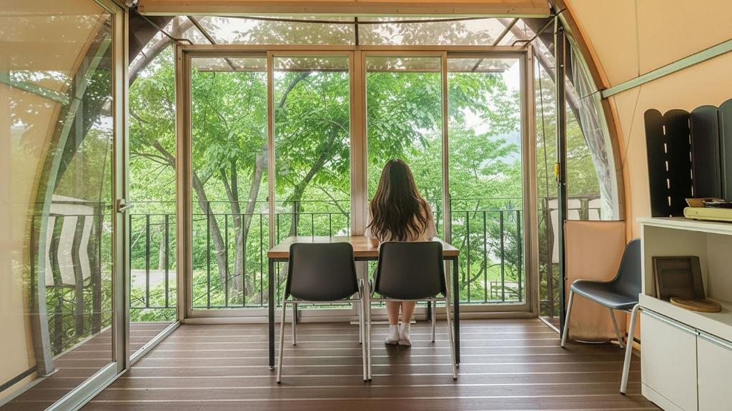 TV a/nebo společenská místnost v ubytování Gapyeong Haemogglamping