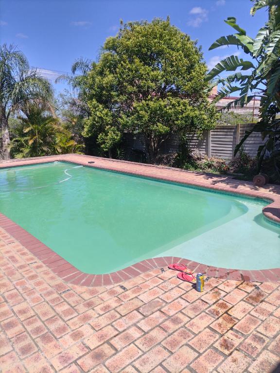 a large swimming pool on a brick walkway at Brando bnb in King Williamʼs Town