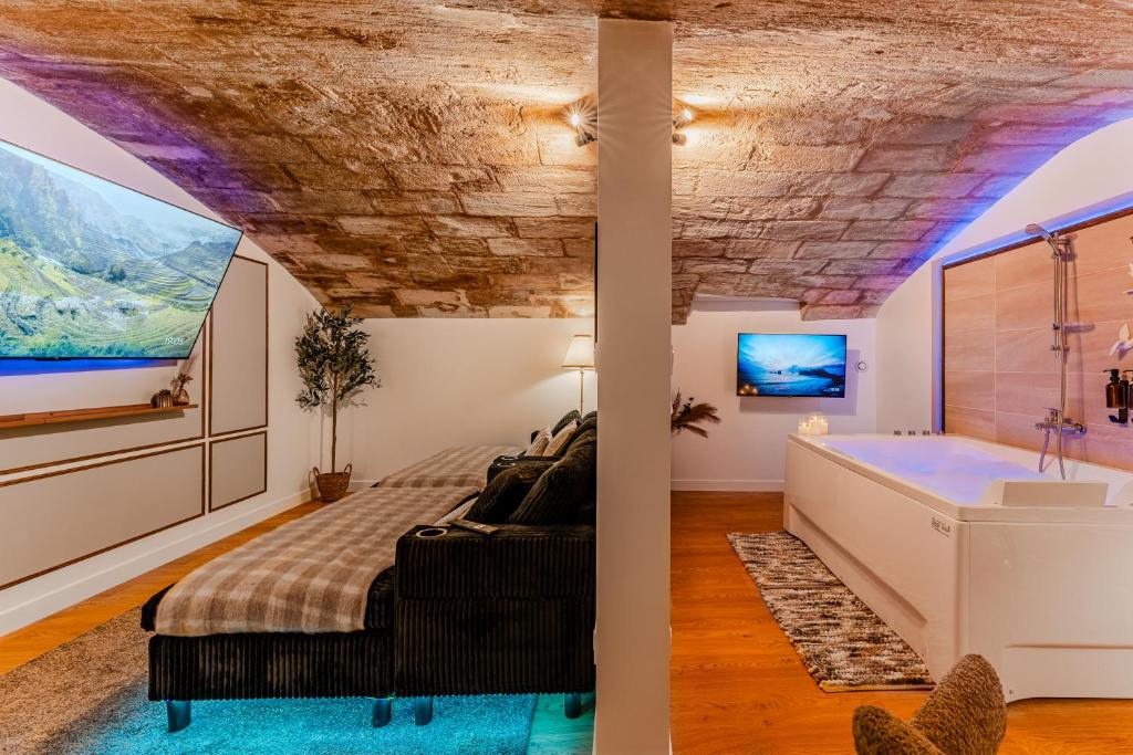 Et tv og/eller underholdning på Suite d'Exception sous Voûtes avec Spa & Cinéma