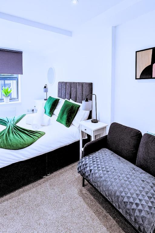 Ένα ή περισσότερα κρεβάτια σε δωμάτιο στο Flat 5 - Eign St Hereford