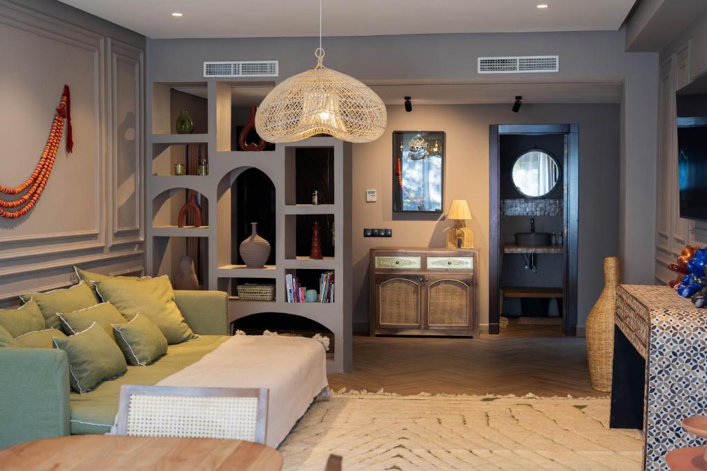 Χώρος καθιστικού στο Beldi garden - appartement avec jardin et gouvernante