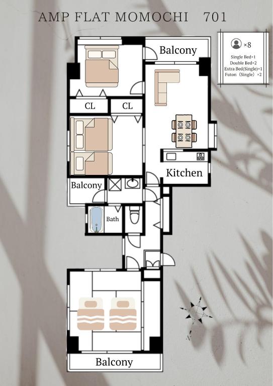 a floor plan of a house with at AMP FLAT MOMOCHi in Fukuoka