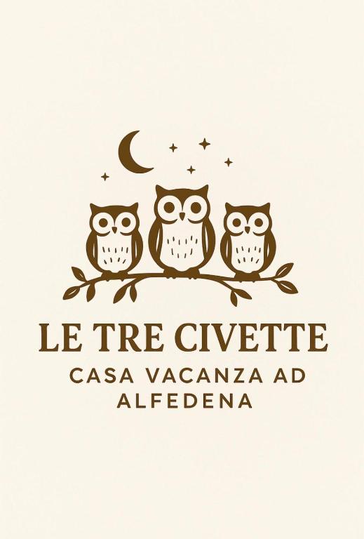 four owls sitting on a branch in the moon and stars illustration at Le Tre Civette in Alfedena