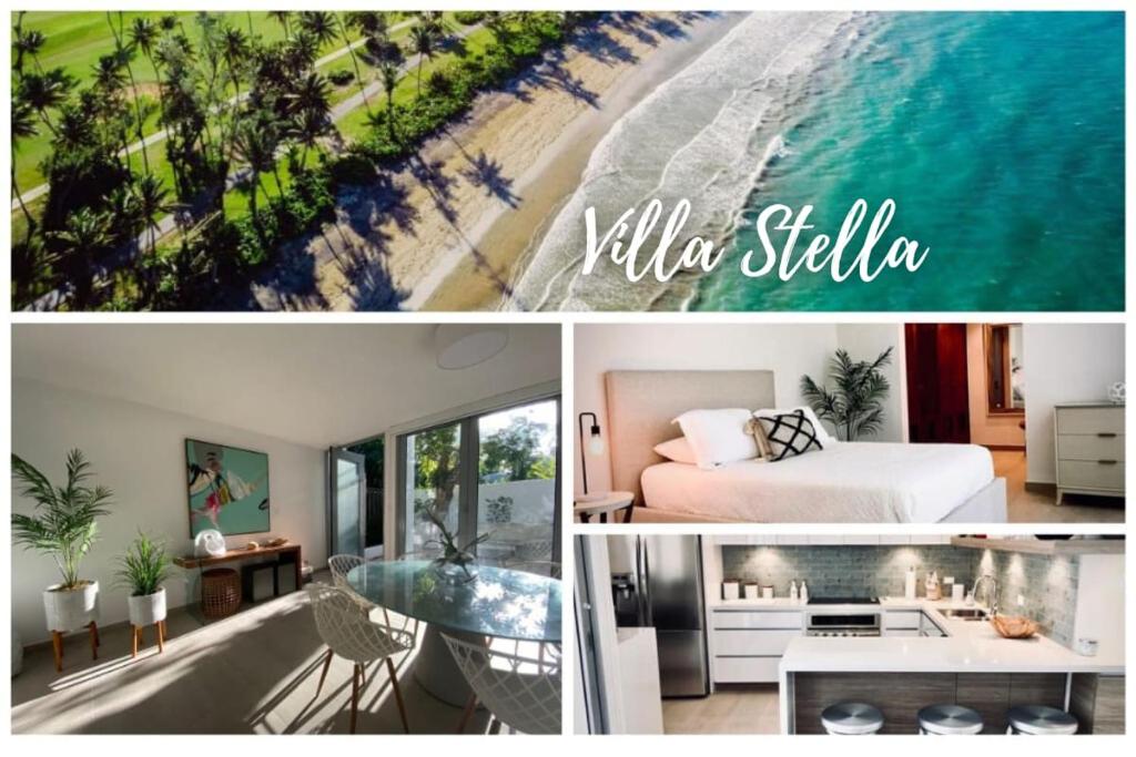 a collage of pictures of a bedroom and a beach at Stella w Pool Dorado Beach Resort 4BR in Mameyal