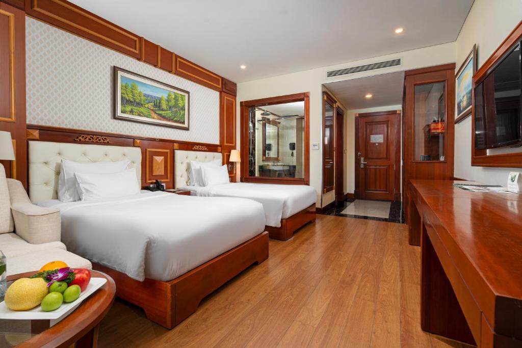 Phòng Deluxe 2 Giường Đơn Nhìn ra Một góc Biển