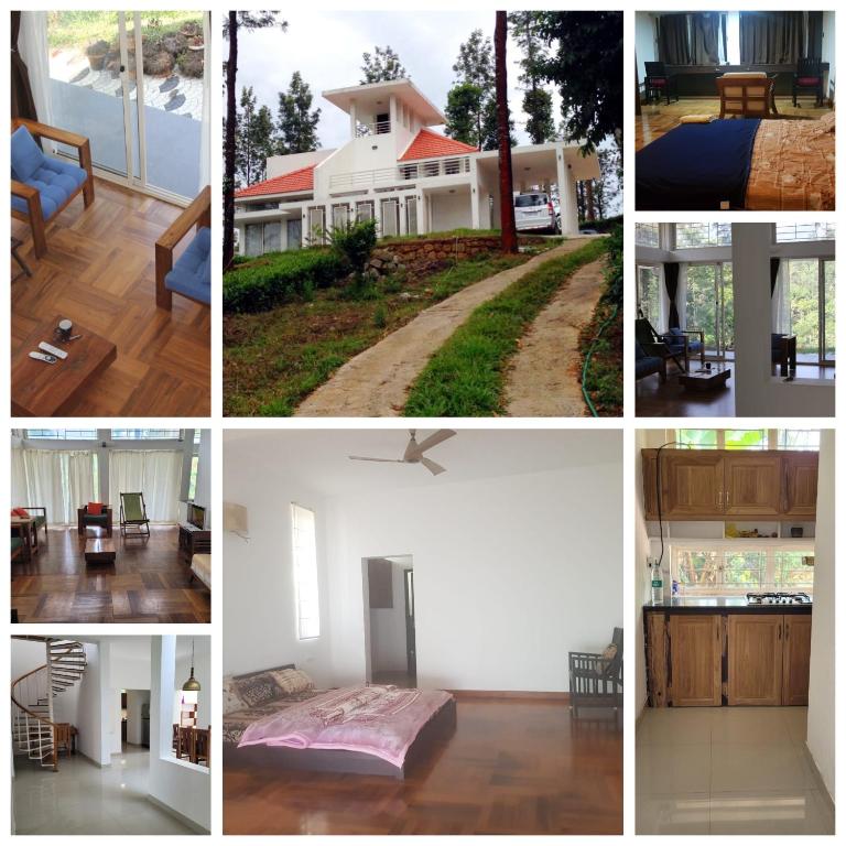 a collage of pictures of houses and furniture at Munnar Tea Estate Bungalow in Munnar