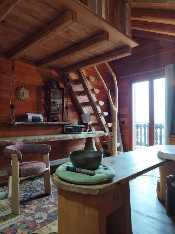 a kitchen with a table with a bowl on it at LA PIANA DAL SAS in Gravellona Toce