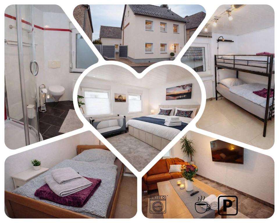 En eller flere senge i et værelse på Casa Hürtgenwald 4 Z für 5Personen