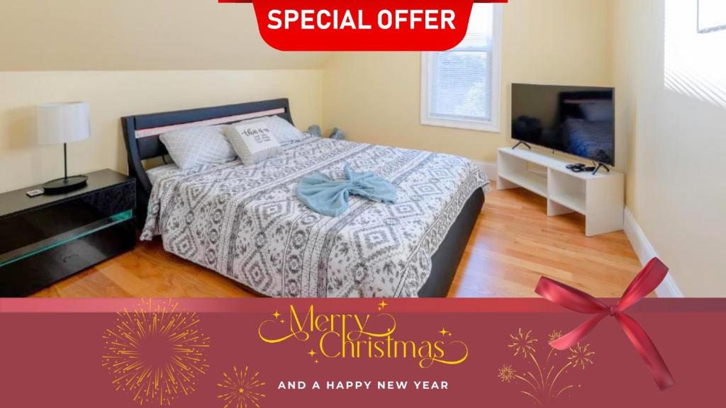 Postel nebo postele na pokoji v ubytování 233-3 - 4BR Boston - Peaceful Escape near Park Zoo