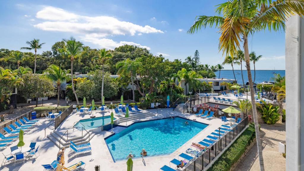 an overhead view of a pool at a resort at Tranquility at MoonBay B - 304 in Key Largo