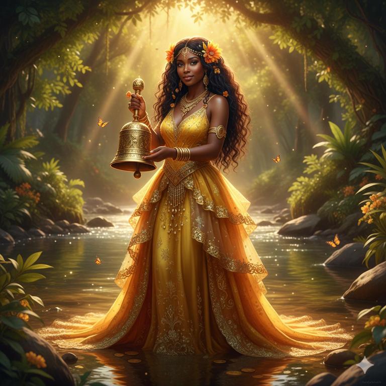 una donna con un vestito giallo che tiene in mano una pentola in una foresta di Hostal mil Mascaras 7 a Città di Oaxaca