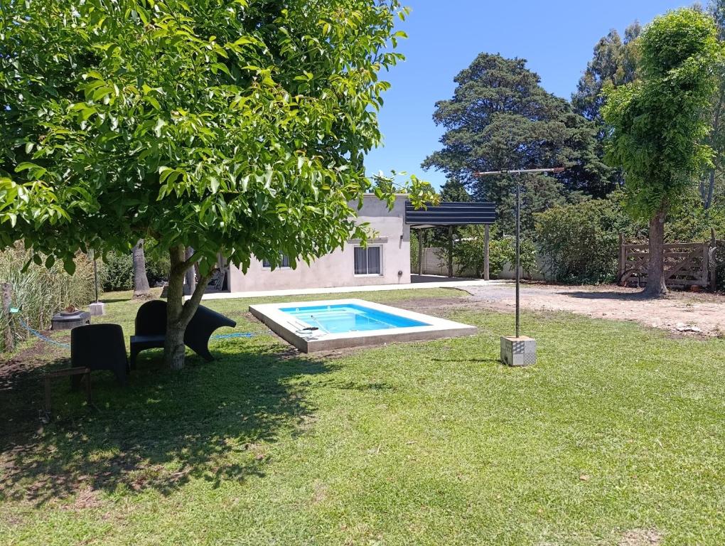 una piscina in un cortile con un albero di LA VENTURA, Azul ad Azul