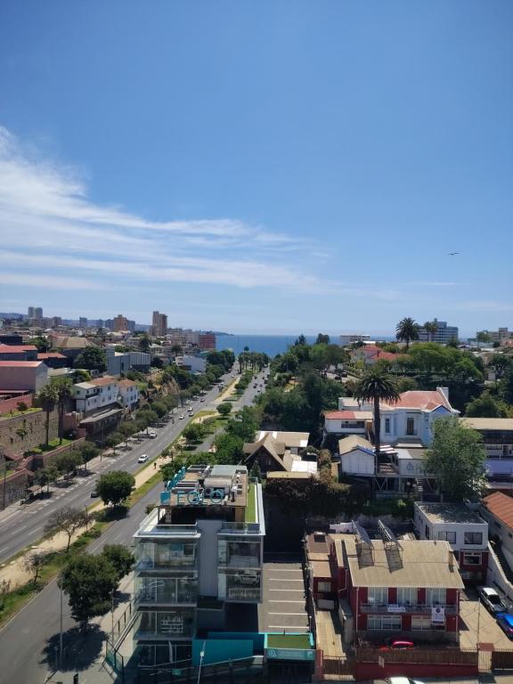 een luchtzicht op een straat met gebouwen bij Seba&Tania in Viña del Mar