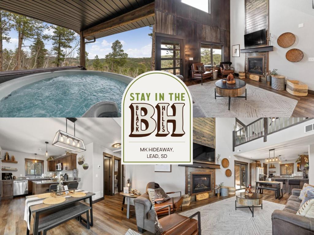 een collage van foto's van een huis met een zwembad bij MK Hideaway in Lead