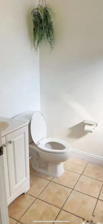 Et badeværelse på Huge bedroom with shared bathroom